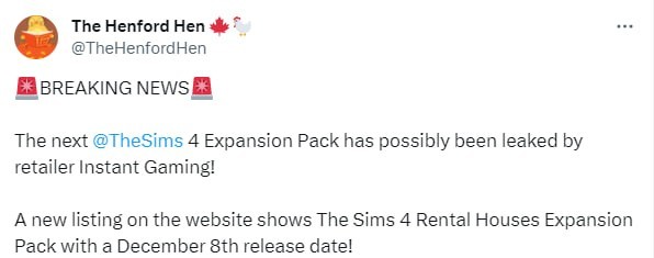 POSSIBLE LEAK: The Sims 4 Rental Houses Expansion Pack