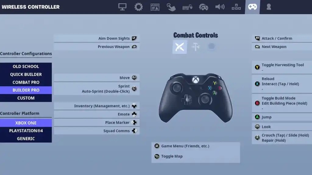 controller settings for Fortnite