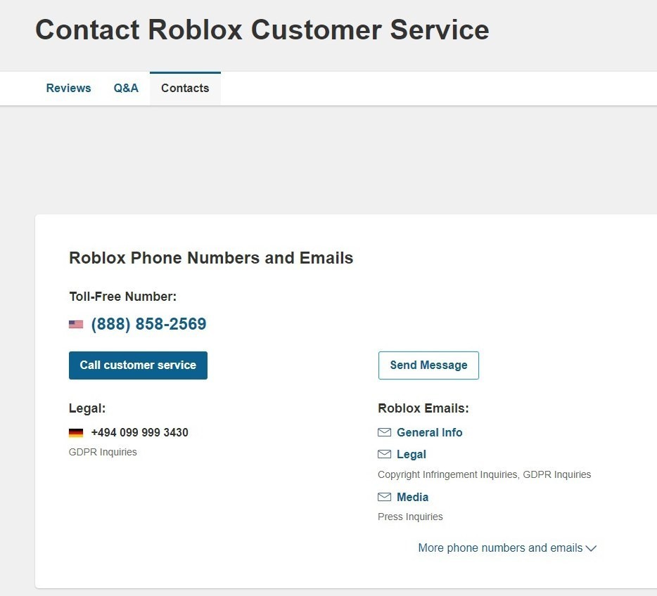 how to contact Roblox customer service