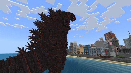 Minecraft play as Godzilla and the destruction of cities