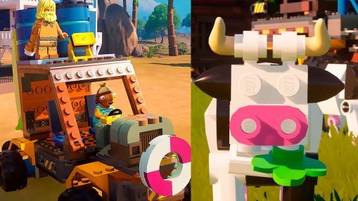 Jogadores podem coletar carros ao seu gosto e explorar o mundo LEGO Fortnite sobre rodas