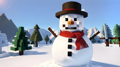 Winter Minecraft fun together we sculpt a snow golem