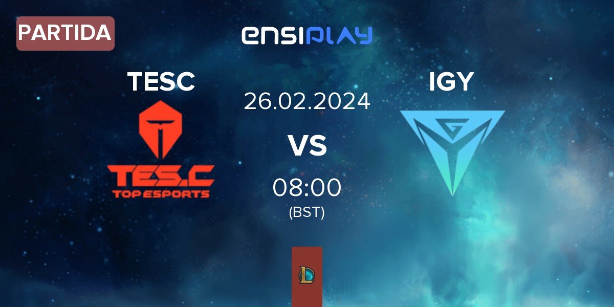 Partida Top Esports Challenger TESC vs Invictus Gaming Young IGY | 26.02