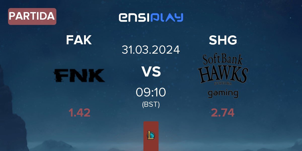 Partida Frank Esports FAK vs Fukuoka SoftBank Hawks gaming SHG | 31.03
