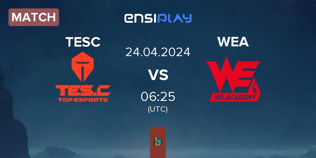Match Top Esports Challenger TESC vs Team WE Academy WEA | 24.04